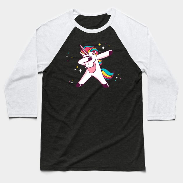 Dabbing Unicorn Baseball T-Shirt by madeinchorley